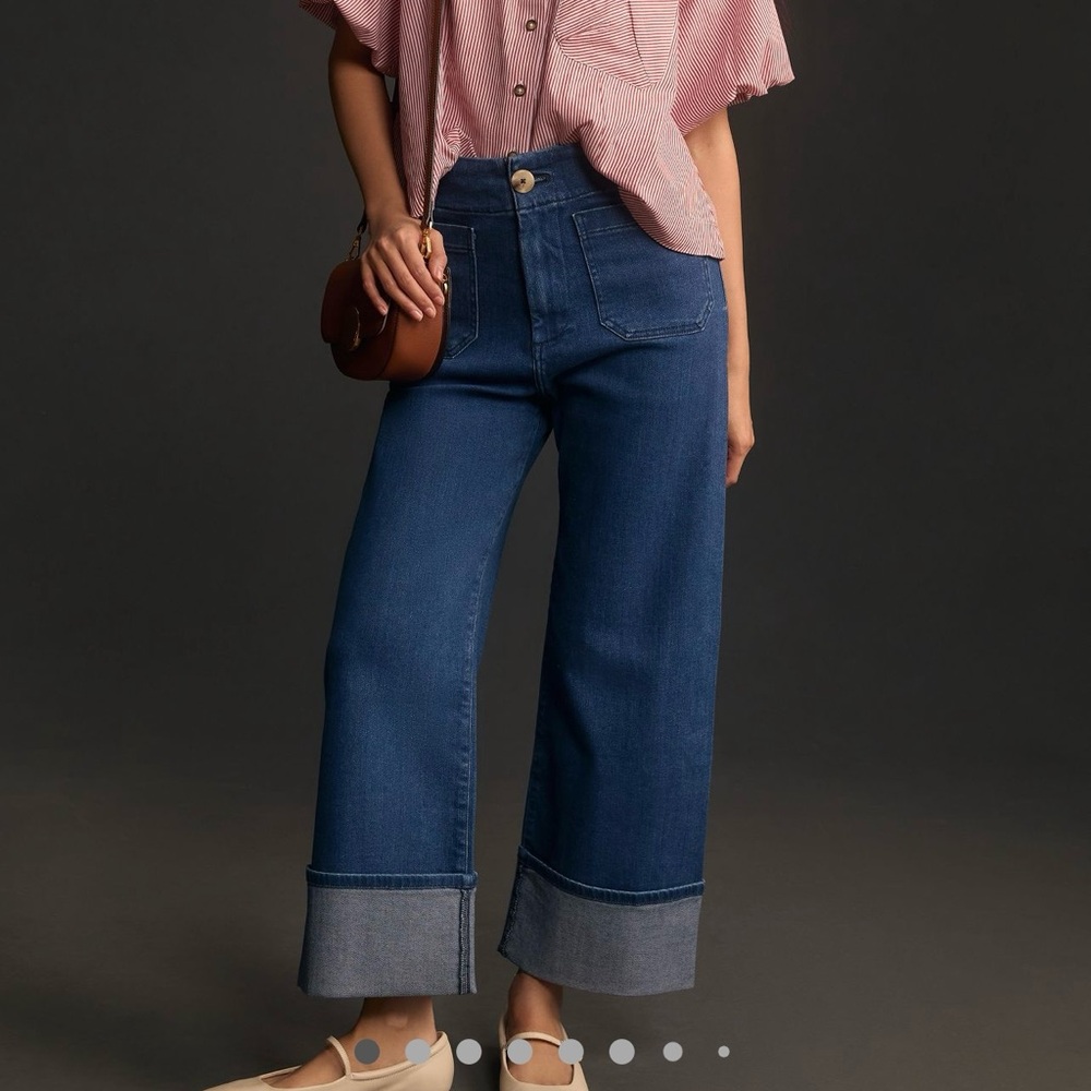 The Colette Cuffed High-Rise Wide Leg Jeans